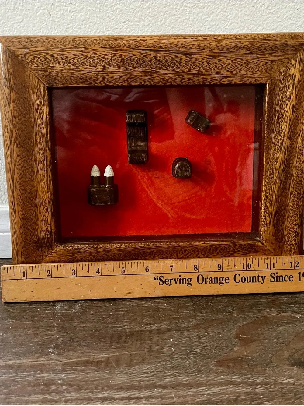 Wood Framed Red Shadow Box Wall Decor